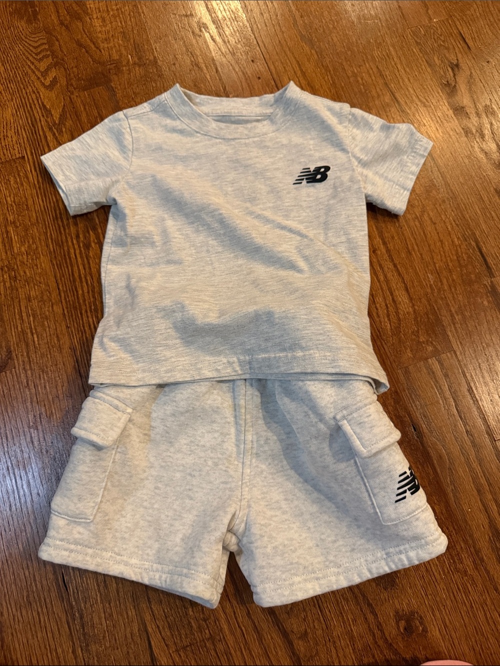 New Balance Light Gray Kids Tee and Shorts Set
